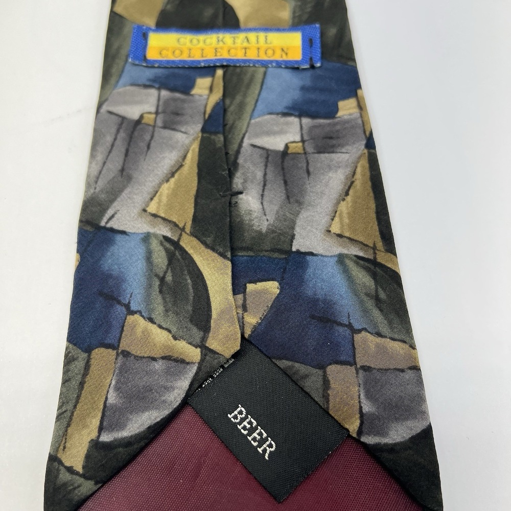 Cocktail Collection BEER by Stonehenge Men's Tie 100% Silk‎ 57" Geometric